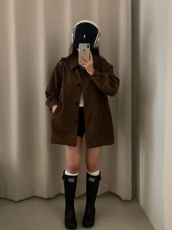 재고 있음 chic 한국 스타일 루즈핏 스트레이트 사슴 캐시미어 루즈핏 바람막이 상세 이미지 18
