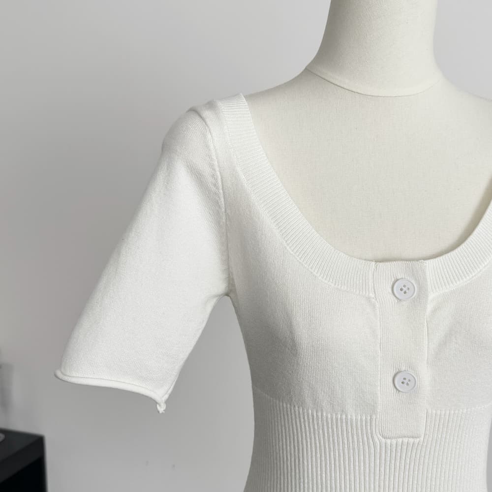 jmshop 첫사랑 보여주기 지혜 단추 u 칼라 니트 스웨터 여성 봄 몸매 가꾸기 다용도 풀오버 만나는 중간 소매 맨위 상세 이미지 12