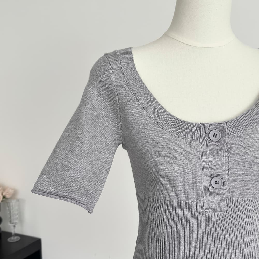 jmshop 첫사랑 보여주기 지혜 단추 u 칼라 니트 스웨터 여성 봄 몸매 가꾸기 다용도 풀오버 만나는 중간 소매 맨위 상세 이미지 16