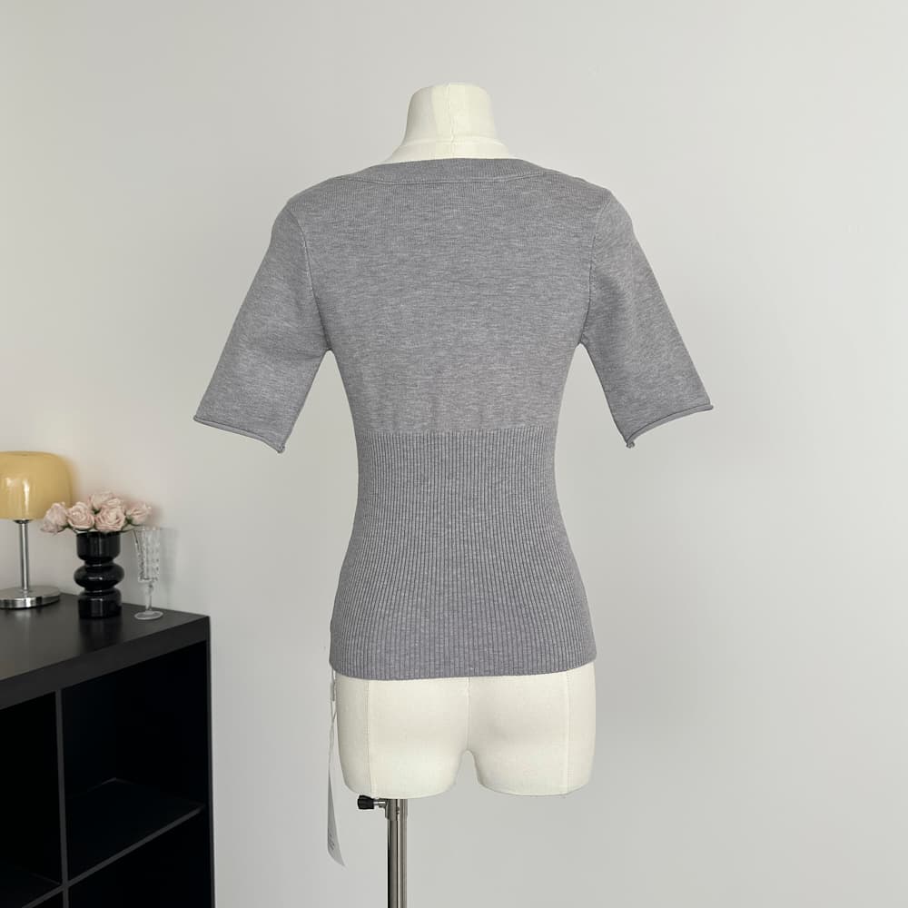 jmshop 첫사랑 보여주기 지혜 단추 u 칼라 니트 스웨터 여성 봄 몸매 가꾸기 다용도 풀오버 만나는 중간 소매 맨위 상세 이미지 19