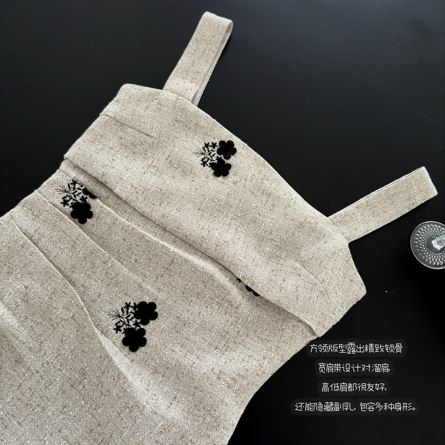 회화 솔루션 wahju 오로라 댄스 꽃 프린트 품격 꼬집기 허리 회색 슬립 드레스 한푸 상세 이미지 17