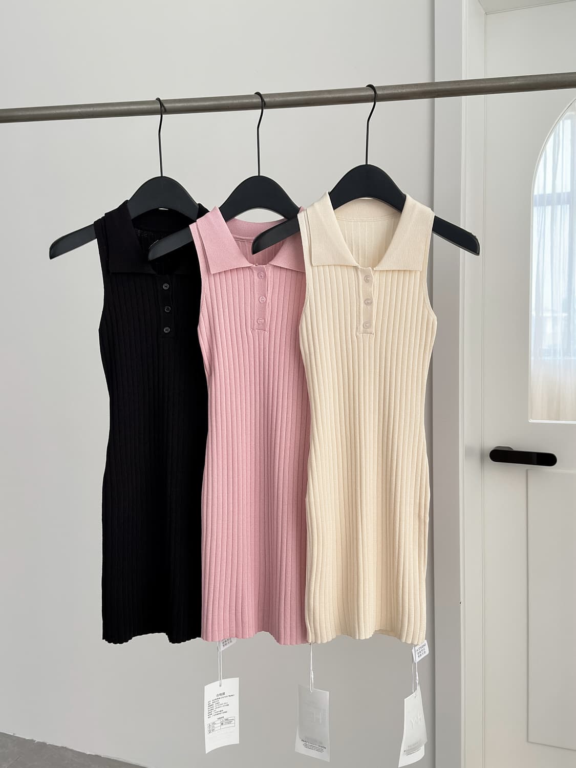 fsrt shop 딸기 소프트 캔디 핑크색 폴로 칼라 민소매 조끼 여성 드레스 여름 타이트 스커트 천천히 여단 치마 상세 이미지 2
