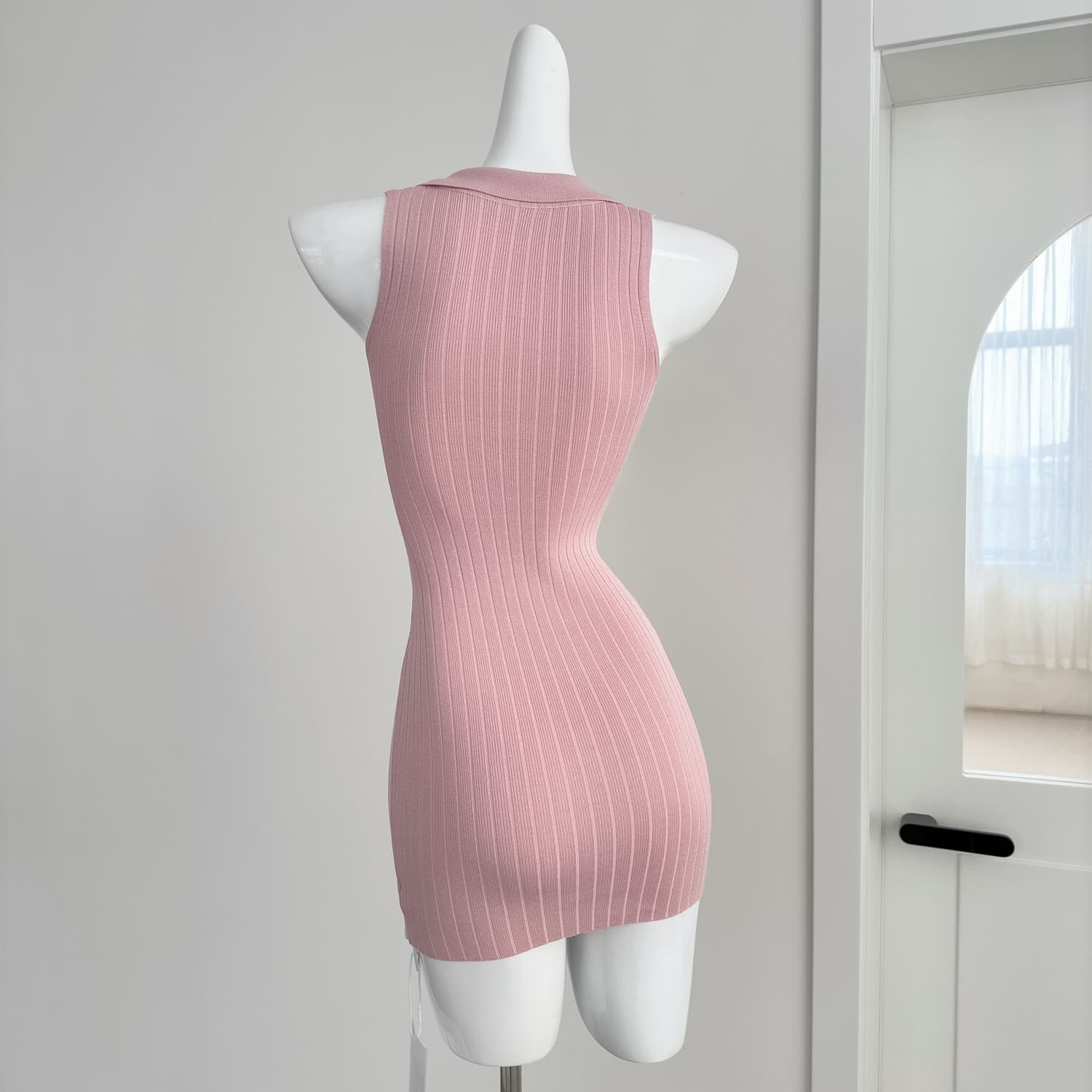fsrt shop 딸기 소프트 캔디 핑크색 폴로 칼라 민소매 조끼 여성 드레스 여름 타이트 스커트 천천히 여단 치마 상세 이미지 10