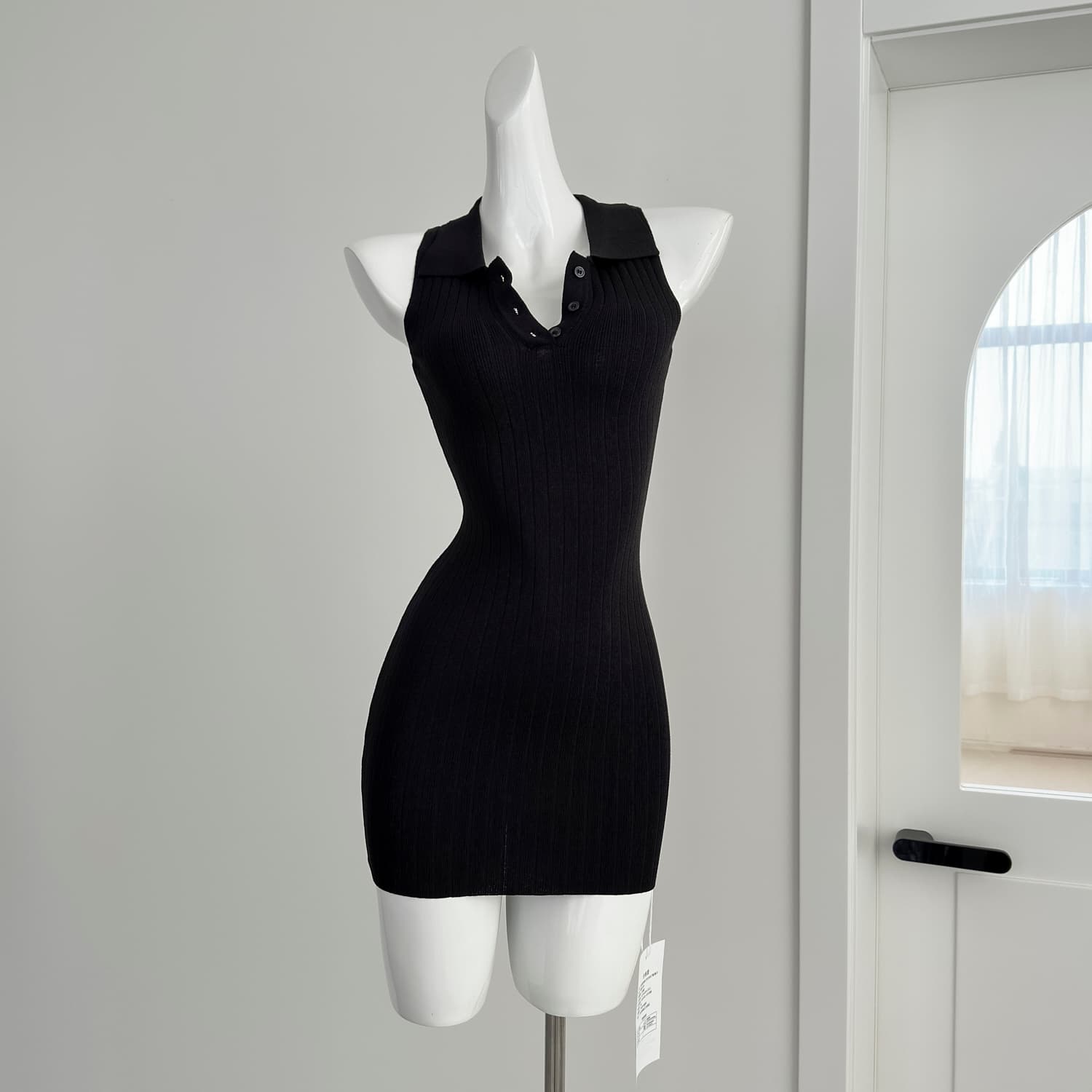 fsrt shop 딸기 소프트 캔디 핑크색 폴로 칼라 민소매 조끼 여성 드레스 여름 타이트 스커트 천천히 여단 치마 상세 이미지 13
