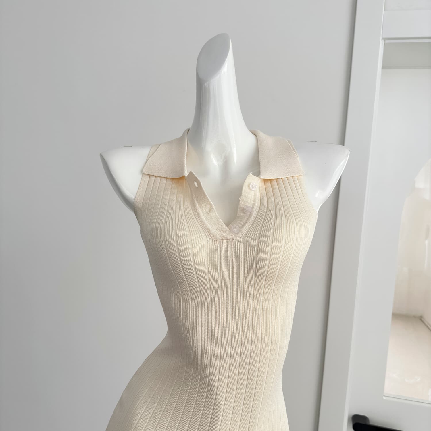 fsrt shop 딸기 소프트 캔디 핑크색 폴로 칼라 민소매 조끼 여성 드레스 여름 타이트 스커트 천천히 여단 치마 상세 이미지 15