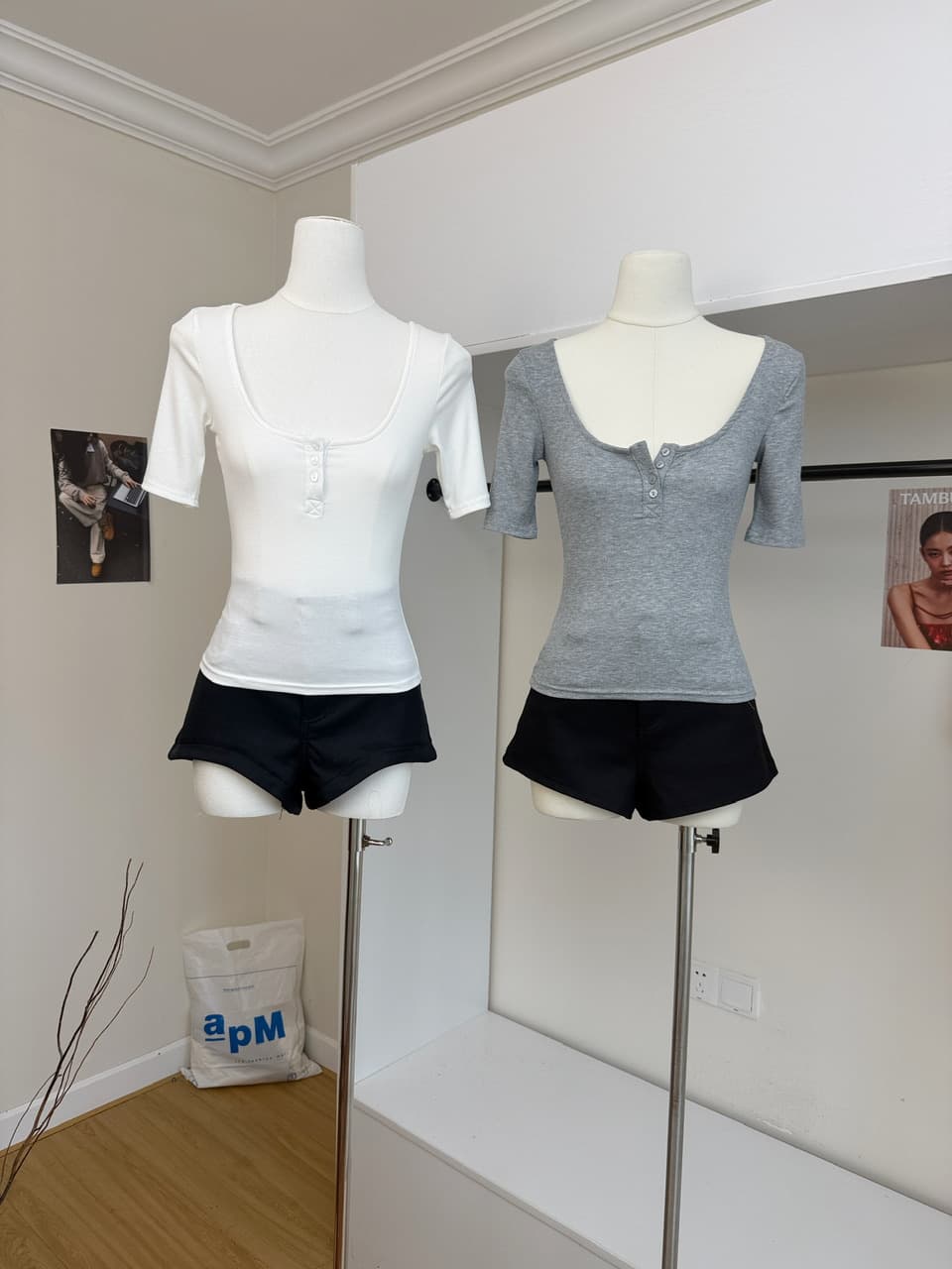 jmshop 타운 가게 일 부드러운 욕망 끓인 물 몸매 가꾸기 슬림해 보이는 주간 실크 양모 반팔 티셔츠 맨위 상세 이미지 5