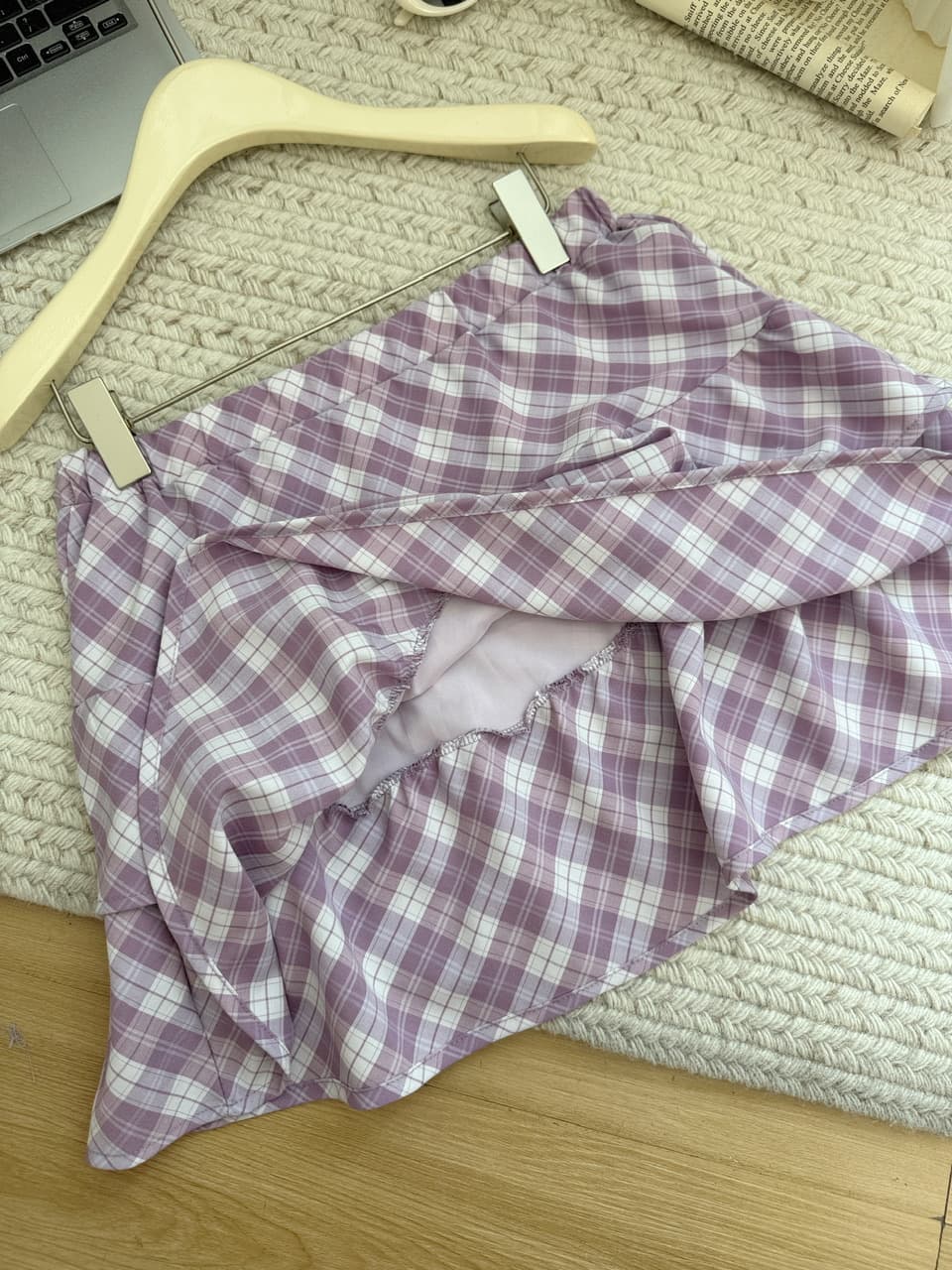 한 번 작은 짭짤한 한 부서 프린트 화이트 라운드 넥 반팔 티셔츠 여성 여름 새로운 루즈핏 맨위 동정 치마 세트 상세 이미지 10