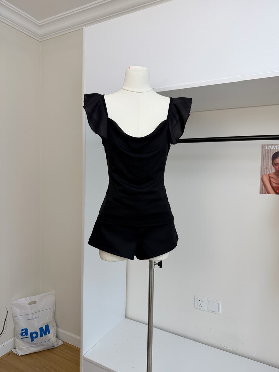 dkz 살구 색상 흔들다 칼라 조끼 여성 여름 새로운 몸매 가꾸기 디스플레이 얇고 작은 날다 소매 맨위 상세 이미지 9