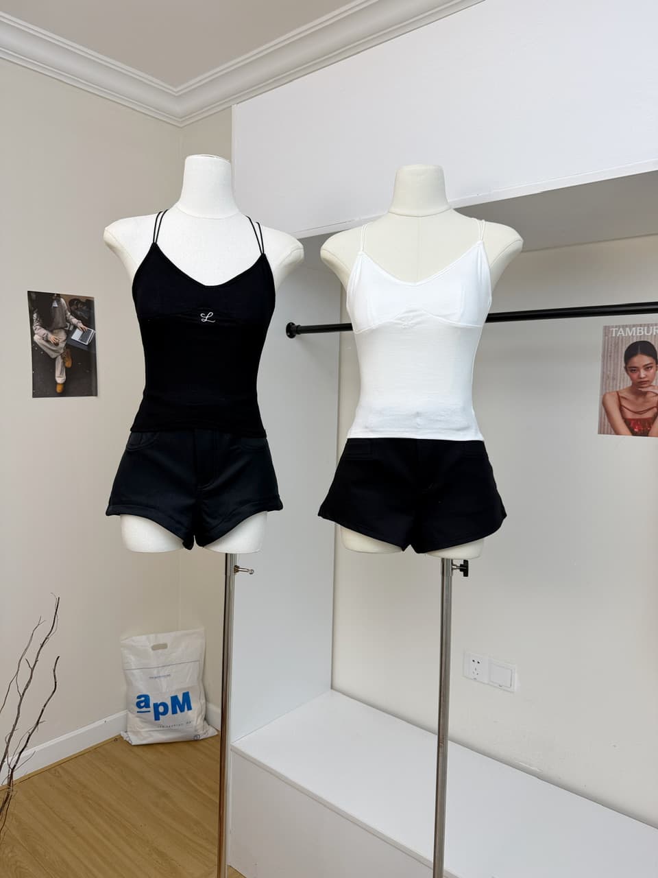 jmshop 화이트 여성 개발 순수한 욕망 핫걸 센스 캐미솔 외출용 여름 백리스 섹시함 민소매 맨위 상세 이미지 4