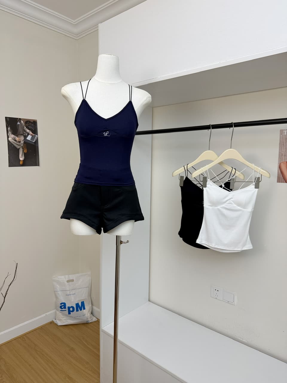 jmshop 화이트 여성 개발 순수한 욕망 핫걸 센스 캐미솔 외출용 여름 백리스 섹시함 민소매 맨위 상세 이미지 6