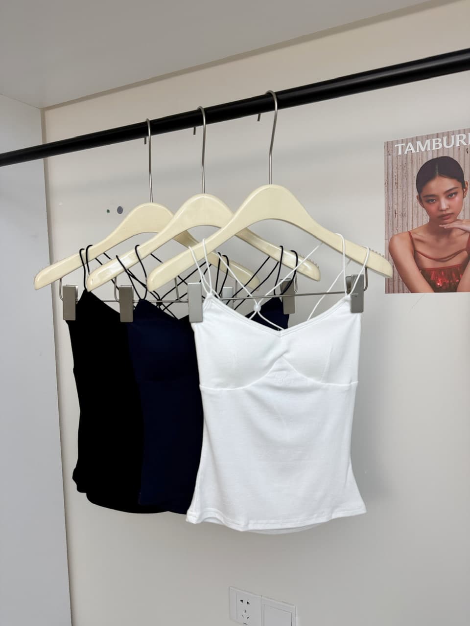 jmshop 화이트 여성 개발 순수한 욕망 핫걸 센스 캐미솔 외출용 여름 백리스 섹시함 민소매 맨위 상세 이미지 12