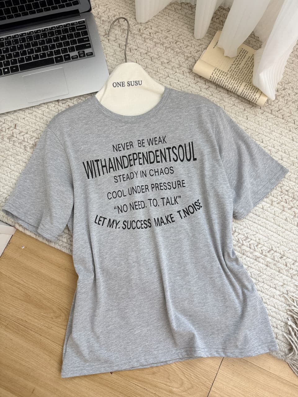 지구 Ouyang 주요 추진력 ig 장기 지배 더블 버전 전후 둘 착용 vtg 아메리칸 알파벳 프린트 반팔 티셔츠 상세 이미지 20