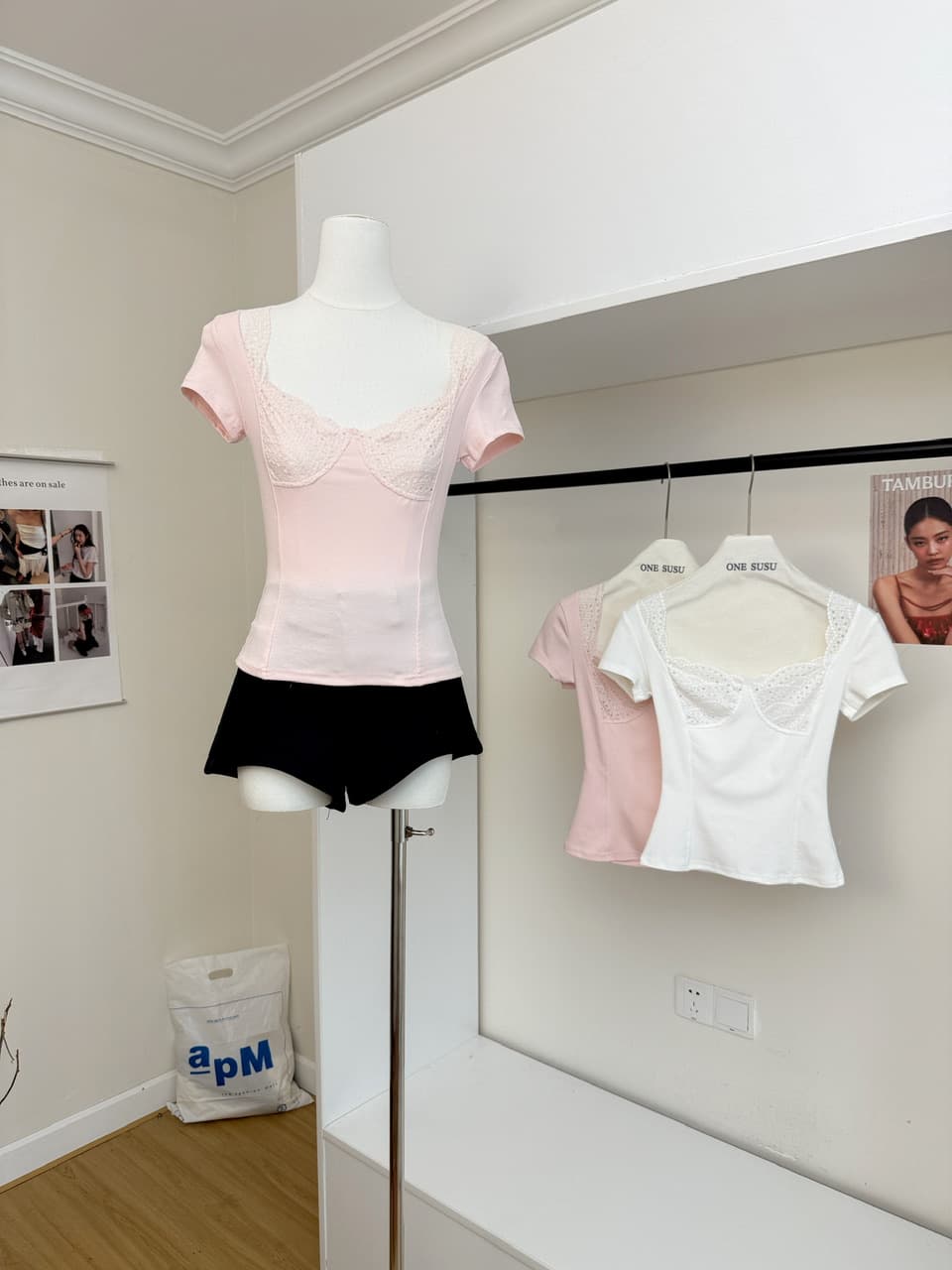callmeear 하트 비트 금성 패치워크 디자인 허리 수축 슬림해 보이는 반팔 티셔츠 여성 여름 맨위 상세 이미지 2