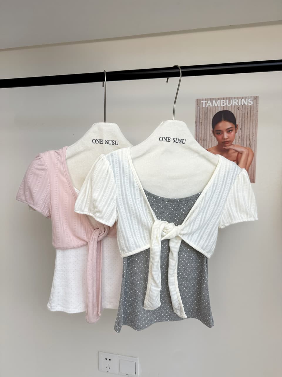 umoumo 우 버섯 여름 달콤함 부서 매듭 페이크 레이어드 도트 무늬 패치워크 티셔츠 몸매 가꾸기 슬림해 보이는 반팔 상세 이미지 10