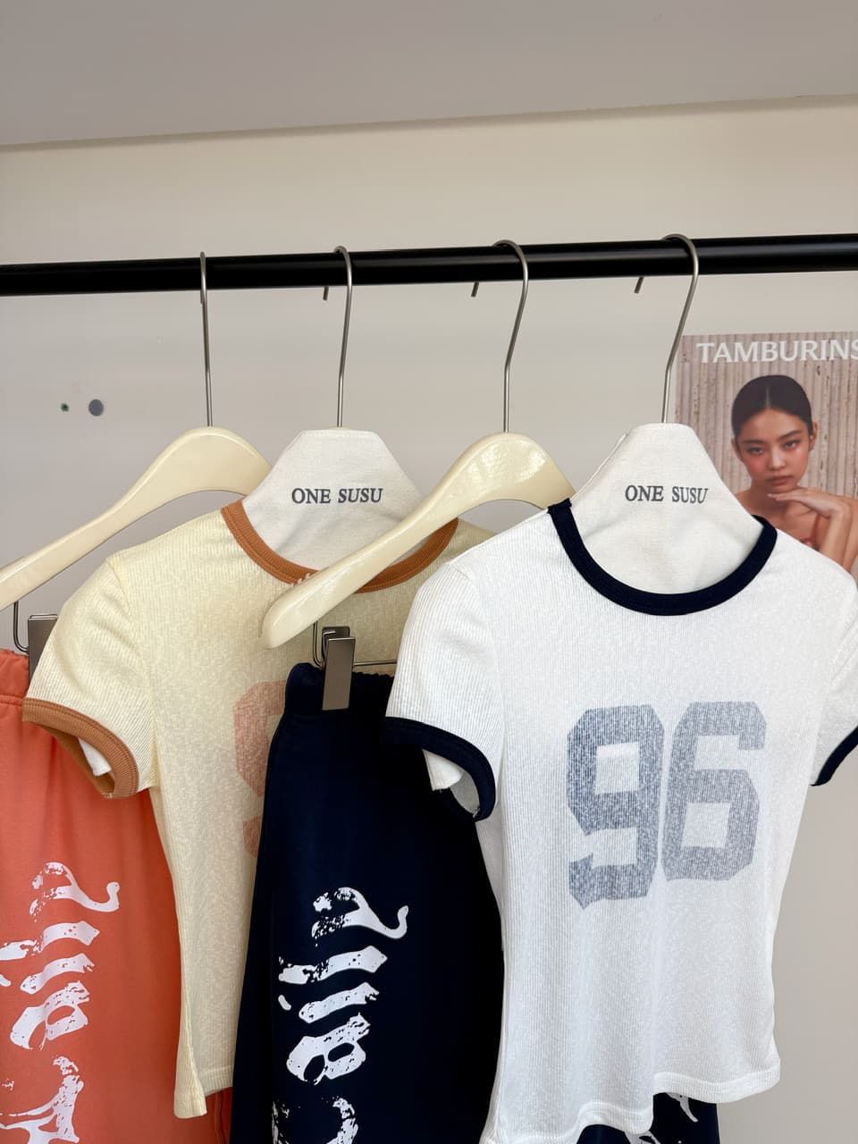 닝 부문 라이 경기 서울 배색 라운드 넥 프린트 긍정적 인 어깨 티셔츠 여성 여름 캐주얼 바람 펌프 로프 넓은 다리 순면 9부 바지 상세 이미지 12