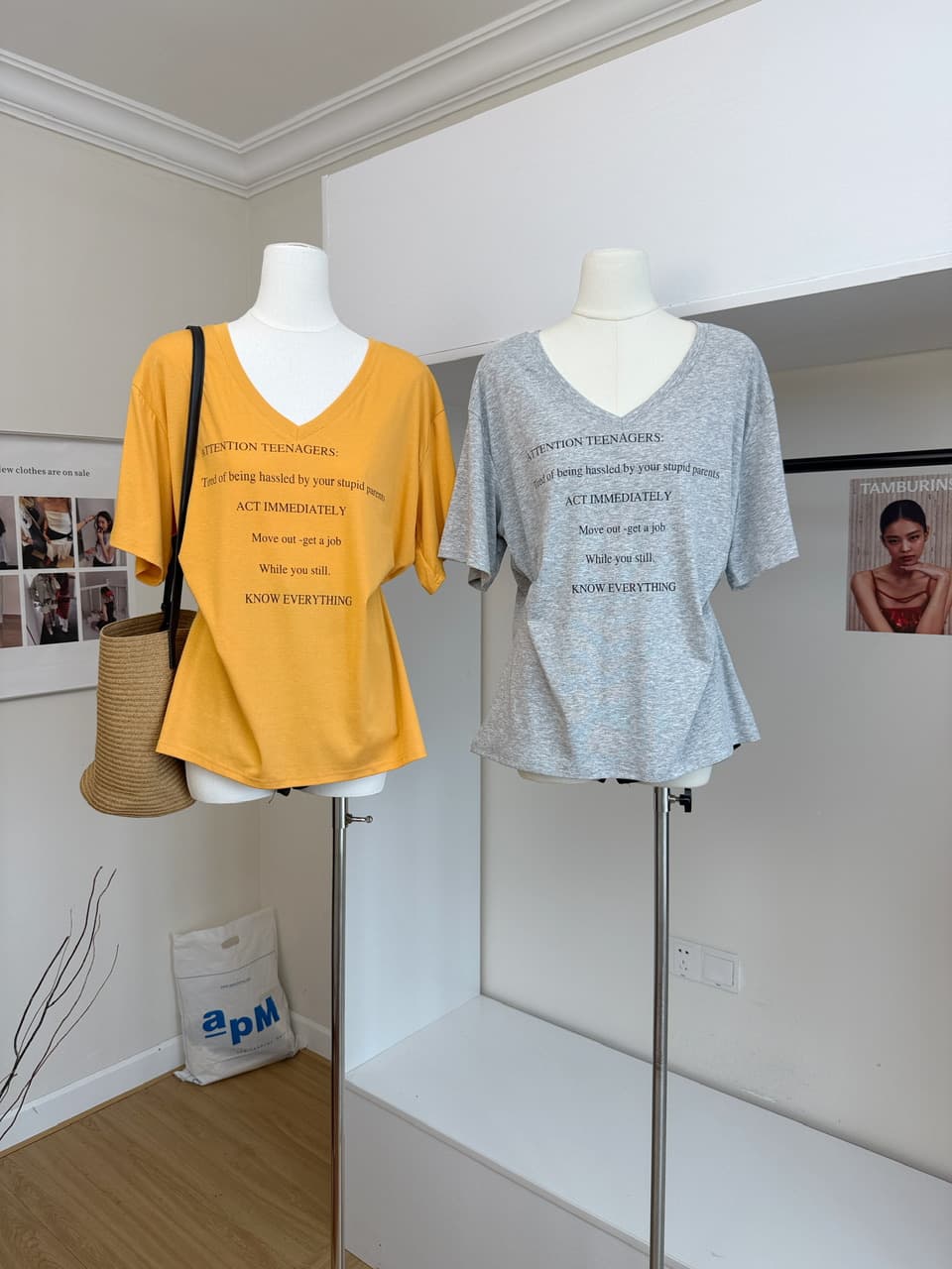 skk store ig 장기 지배 t 210g 주간 실크 코튼 vtg 느슨함 센스 아메리칸 알파벳 프린트 반팔 티셔츠 상세 이미지 3