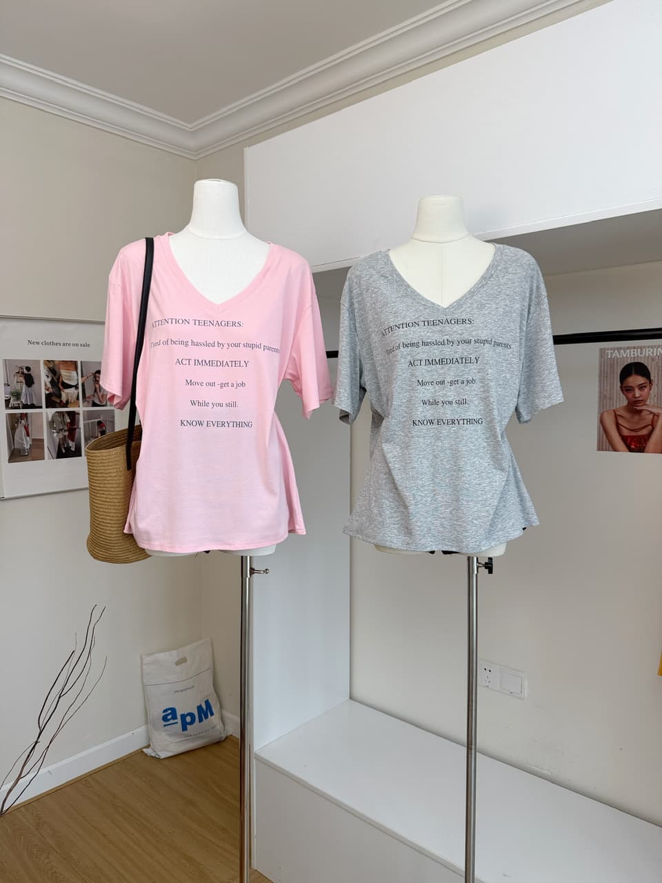 skk store ig 장기 지배 t 210g 주간 실크 코튼 vtg 느슨함 센스 아메리칸 알파벳 프린트 반팔 티셔츠 상세 이미지 4
