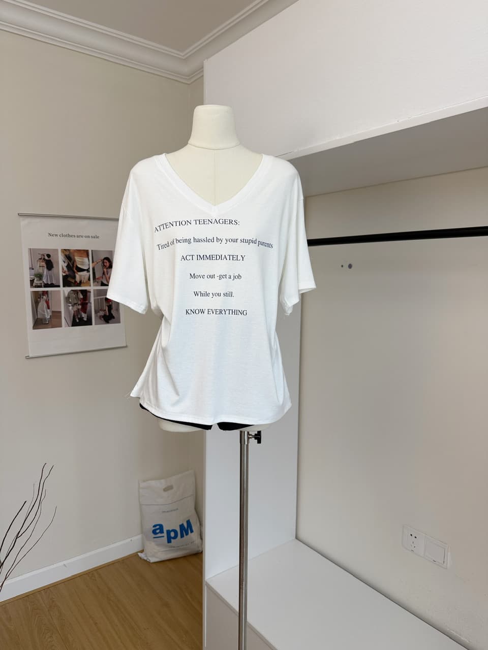 skk store ig 장기 지배 t 210g 주간 실크 코튼 vtg 느슨함 센스 아메리칸 알파벳 프린트 반팔 티셔츠 상세 이미지 10