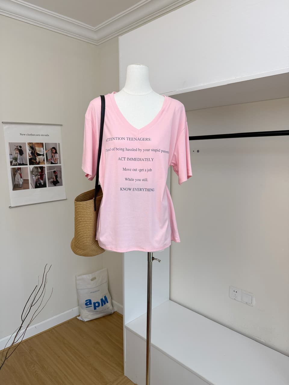 skk store ig 장기 지배 t 210g 주간 실크 코튼 vtg 느슨함 센스 아메리칸 알파벳 프린트 반팔 티셔츠 상세 이미지 13