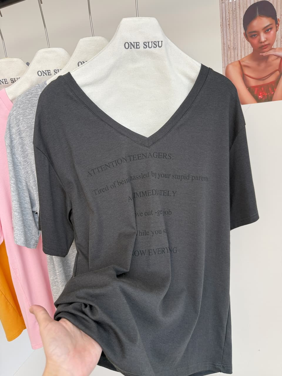 skk store ig 장기 지배 t 210g 주간 실크 코튼 vtg 느슨함 센스 아메리칸 알파벳 프린트 반팔 티셔츠 상세 이미지 28