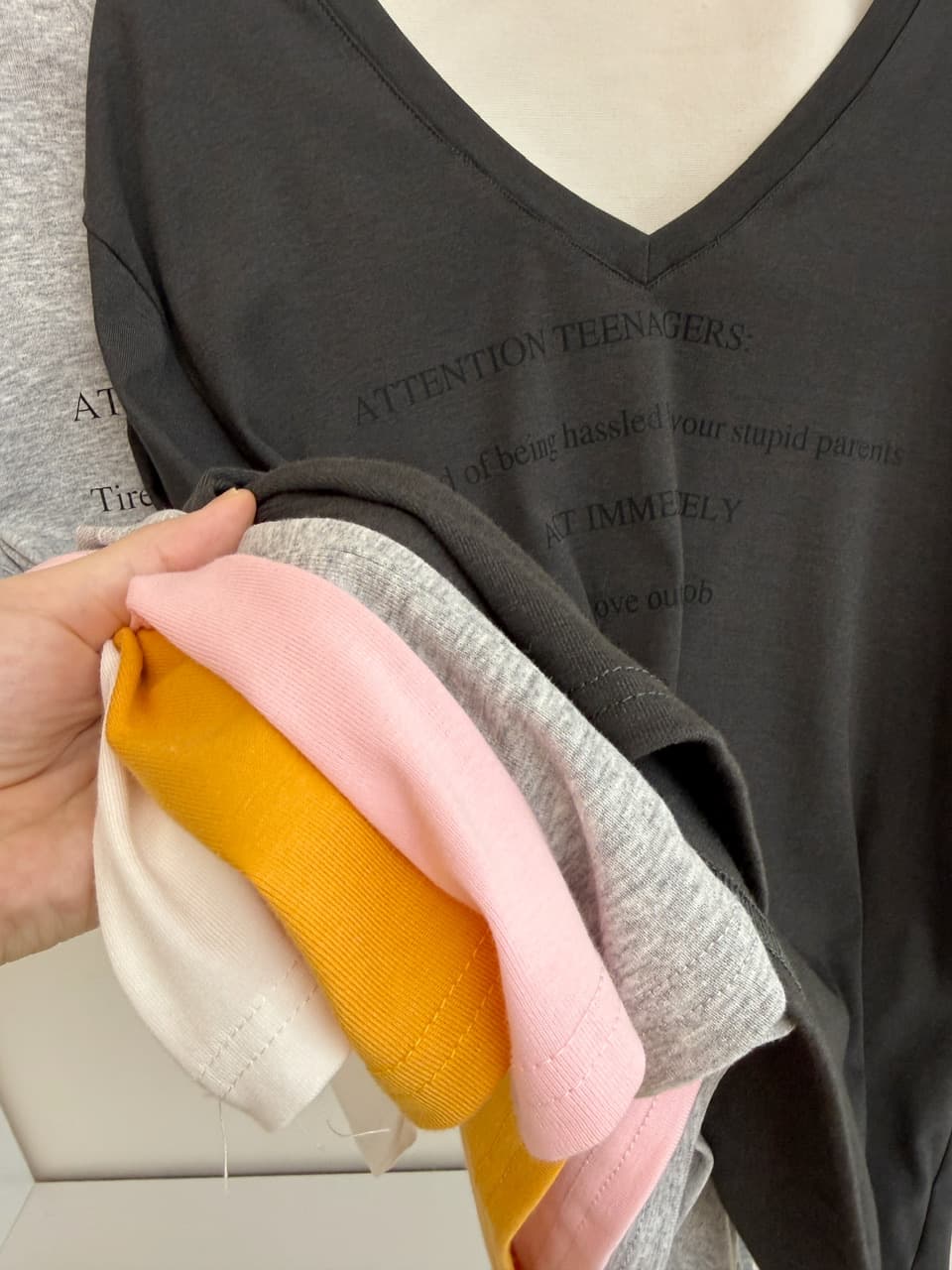 skk store ig 장기 지배 t 210g 주간 실크 코튼 vtg 느슨함 센스 아메리칸 알파벳 프린트 반팔 티셔츠 상세 이미지 30