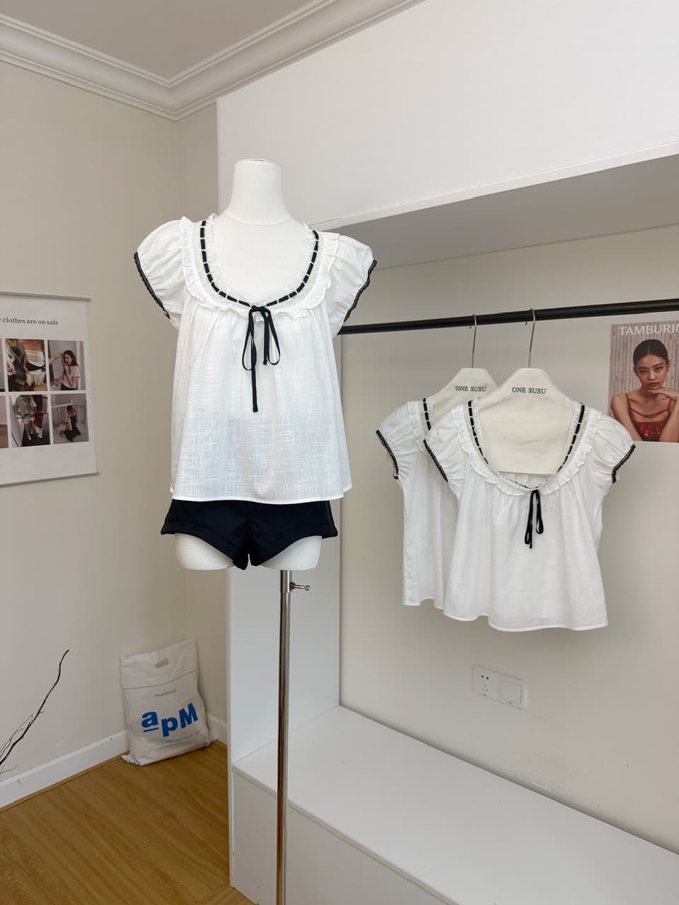 ceeyou 배색 레이스업 펌프 칼라 100 라이 경기 서울 작은 셔츠 여름 이미지 3