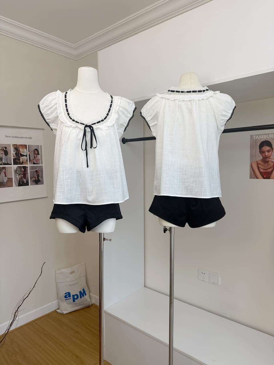 ceeyou 배색 레이스업 펌프 칼라 100 라이 경기 서울 작은 셔츠 여름 상세 이미지 4