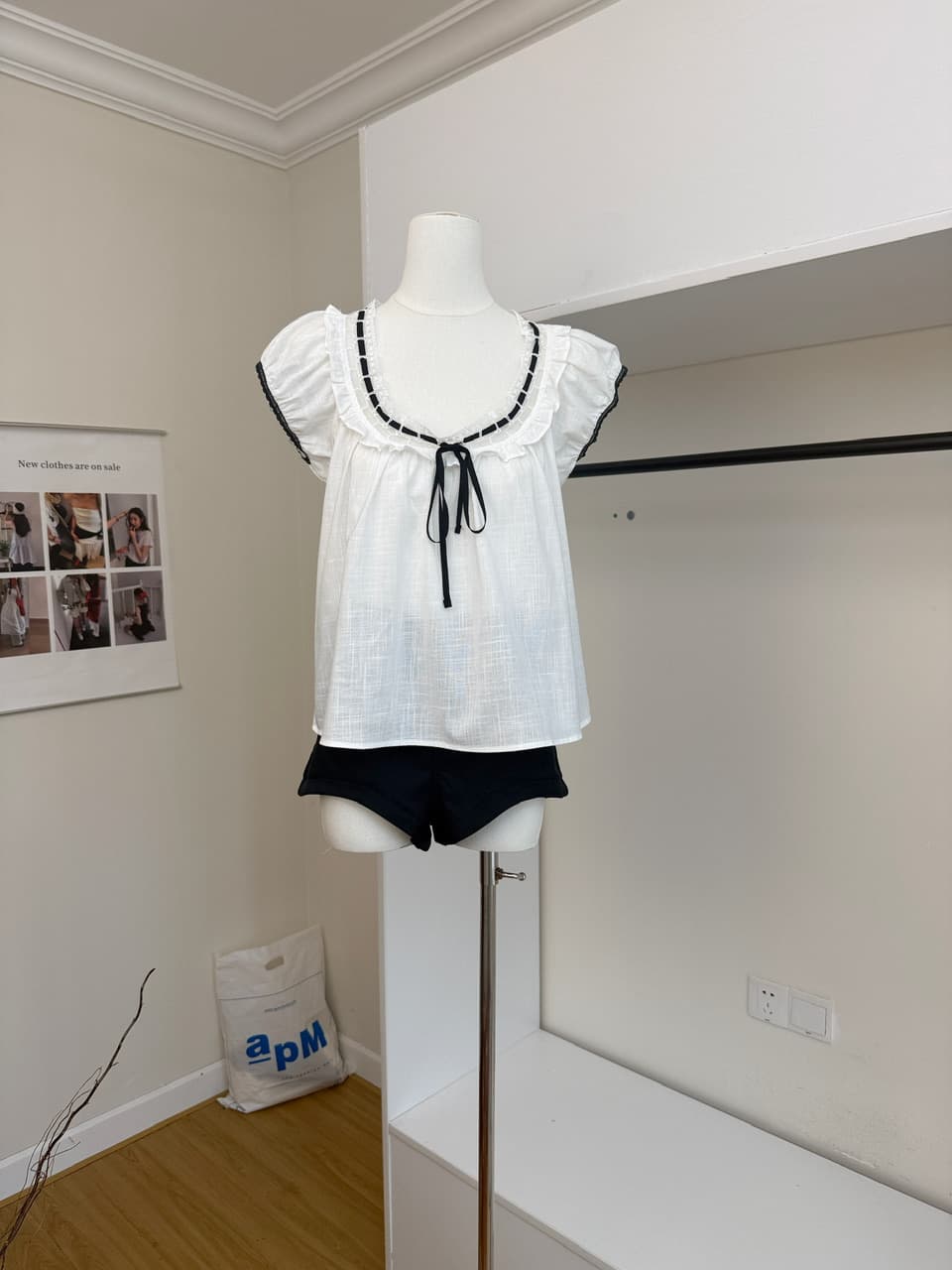 ceeyou 배색 레이스업 펌프 칼라 100 라이 경기 서울 작은 셔츠 여름 상세 이미지 5