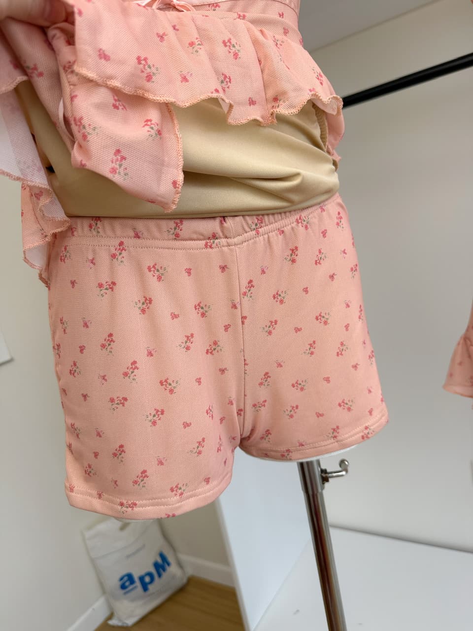 jmshop 작은 남자 여름 노래 프랑스식 꽃무늬 슬립 드레스 여름 주간 실크 아마 자외선 차단 오픈 가디건 투피스 세트 상세 이미지 9