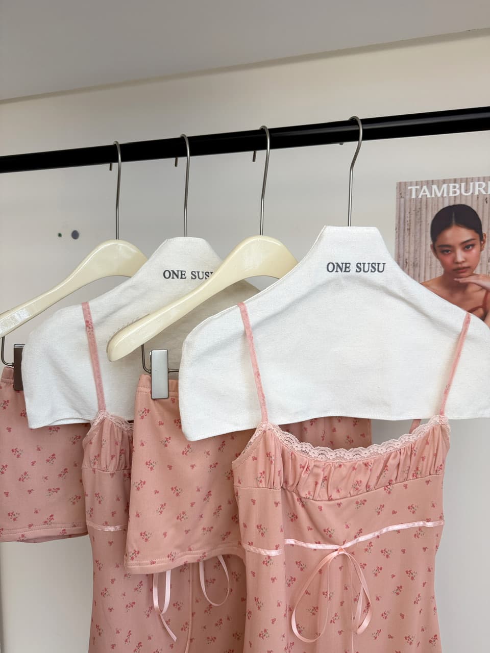 jmshop 작은 남자 여름 노래 프랑스식 꽃무늬 슬립 드레스 여름 주간 실크 아마 자외선 차단 오픈 가디건 투피스 세트 상세 이미지 11