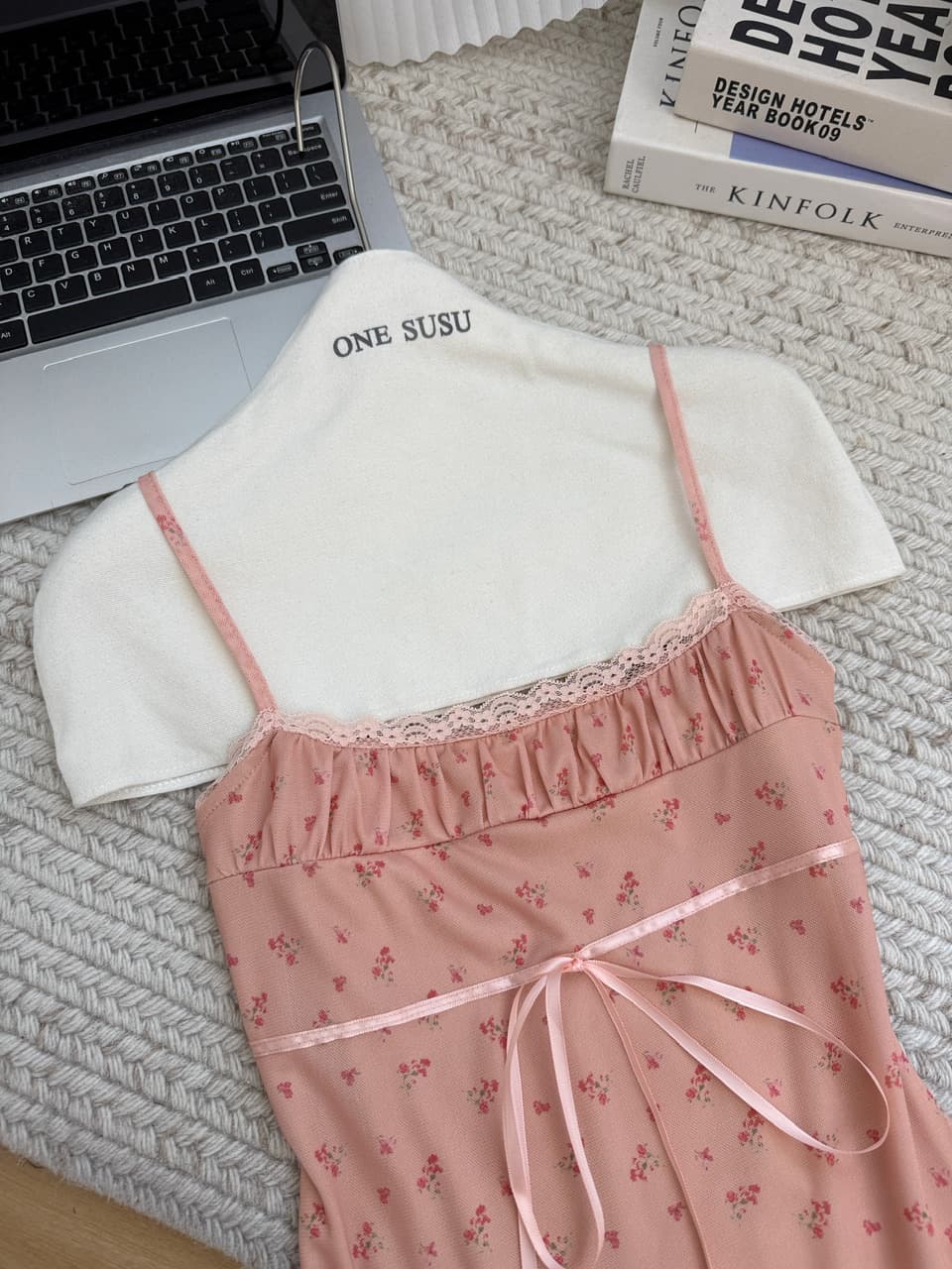 jmshop 작은 남자 여름 노래 프랑스식 꽃무늬 슬립 드레스 여름 주간 실크 아마 자외선 차단 오픈 가디건 투피스 세트 상세 이미지 13
