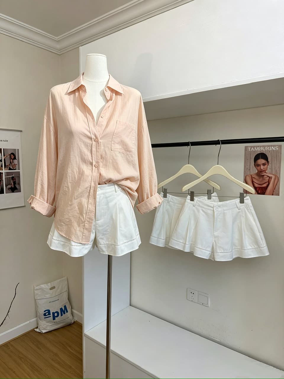 yookson 여름 Nissin 수계 리넨 면화 3 차원 Pleat 캐주얼 바지 여성 여름 슬림해 보이는 모자이크 한 마디 반바지 이미지 2