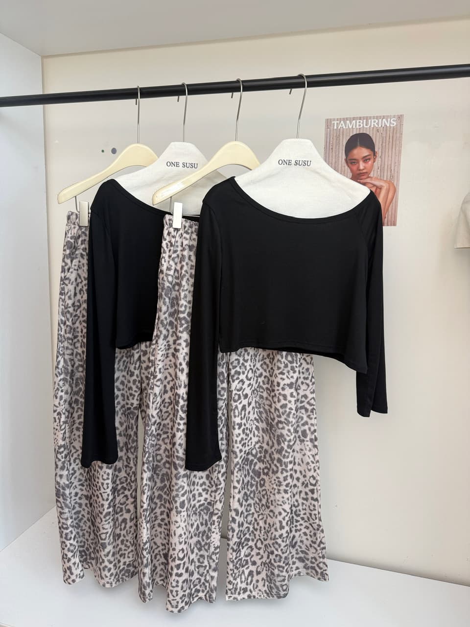 yolo shop 안개 센스 레오파드 무늬 프린트 캐주얼 루즈핏 와이드 레깅스 바지 여름 높음 그램 무거운 스트레이트 운동 긴 바지 상세 이미지 11