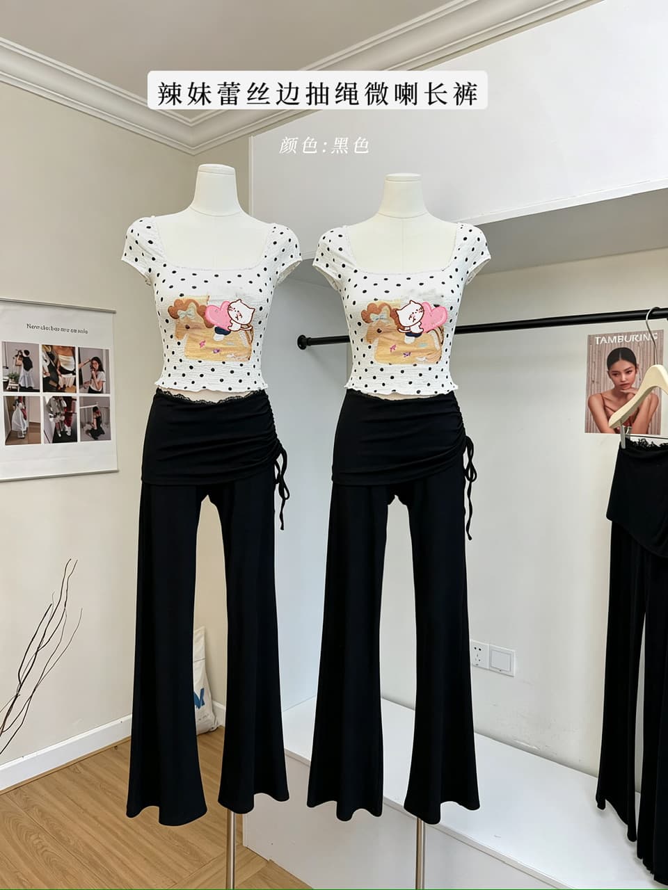 mejiu 꿀 나인 버블 梦语 달콤한 매운맛 바람 티셔츠 만화 프린트 광장 칼라 반팔 여성 몸매 가꾸기 슬림해 보이는 맨위 이미지 2