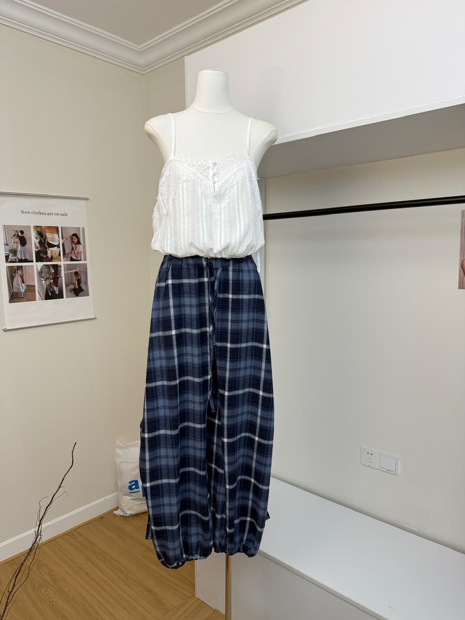 ceezzzi 에어로빅 배기 바지 체크무늬 와이드 레깅스 바지 여름 얇은 스타일 주머니 디자인 루즈핏 캐주얼 워크웨어 팬츠 상세 이미지 4