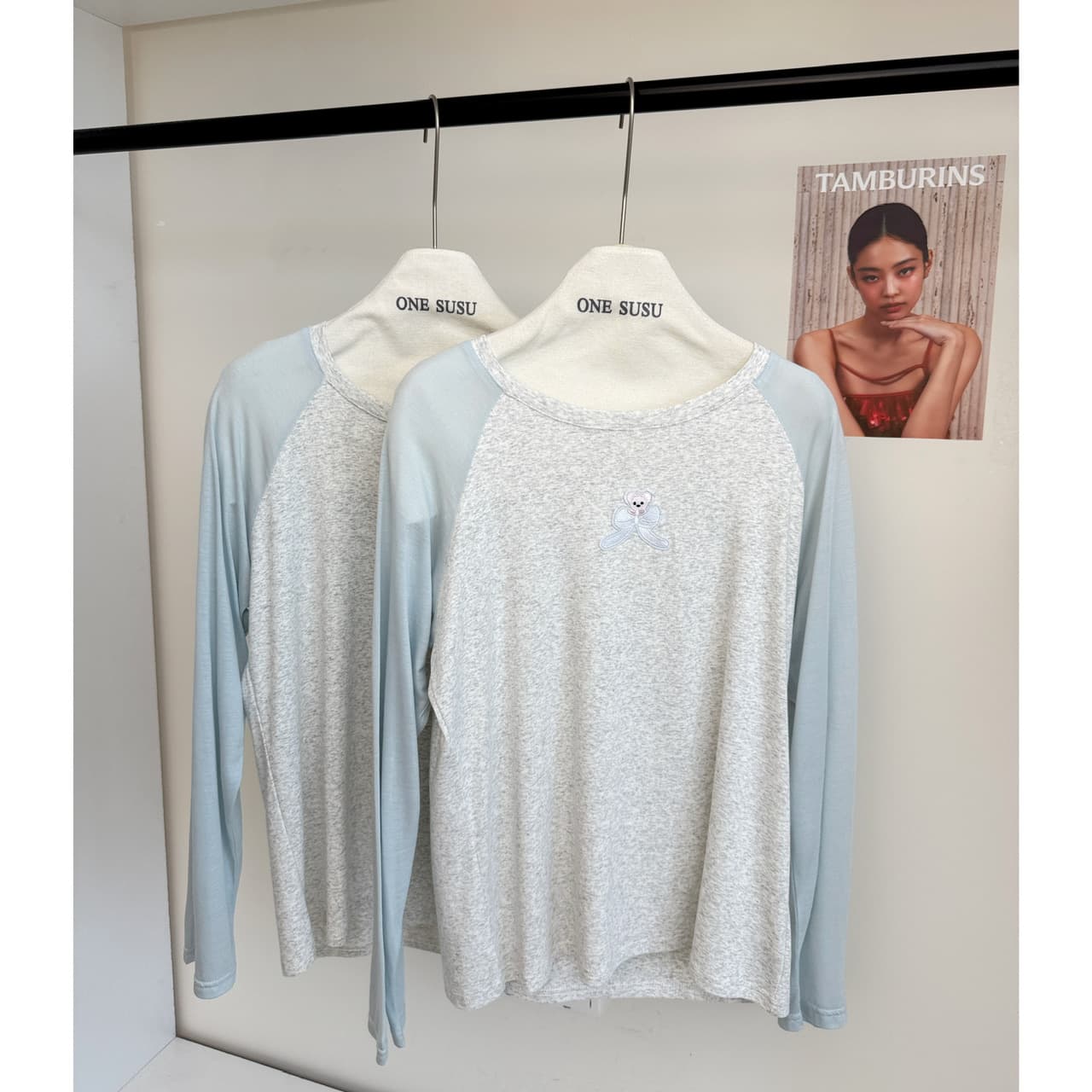 26 이른 가을 켜기 새로운 귀여운 가면 tee 배색 작은 곰 막대기 표준 이른 가을 얇은 스타일 일상 다용도 긴팔 티셔츠 이미지 5