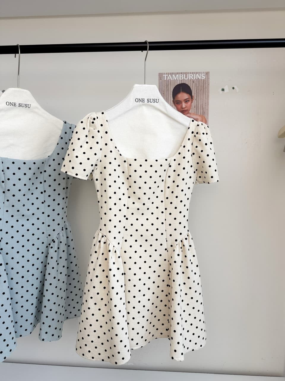 프랑스식 천 골드 센스 광장 칼라 도트 무늬 여성 드레스 여름 부드러운 달콤함 품격 허리 수축 슬림해 보이는 한 마디 짧은 치마 상세 이미지 13