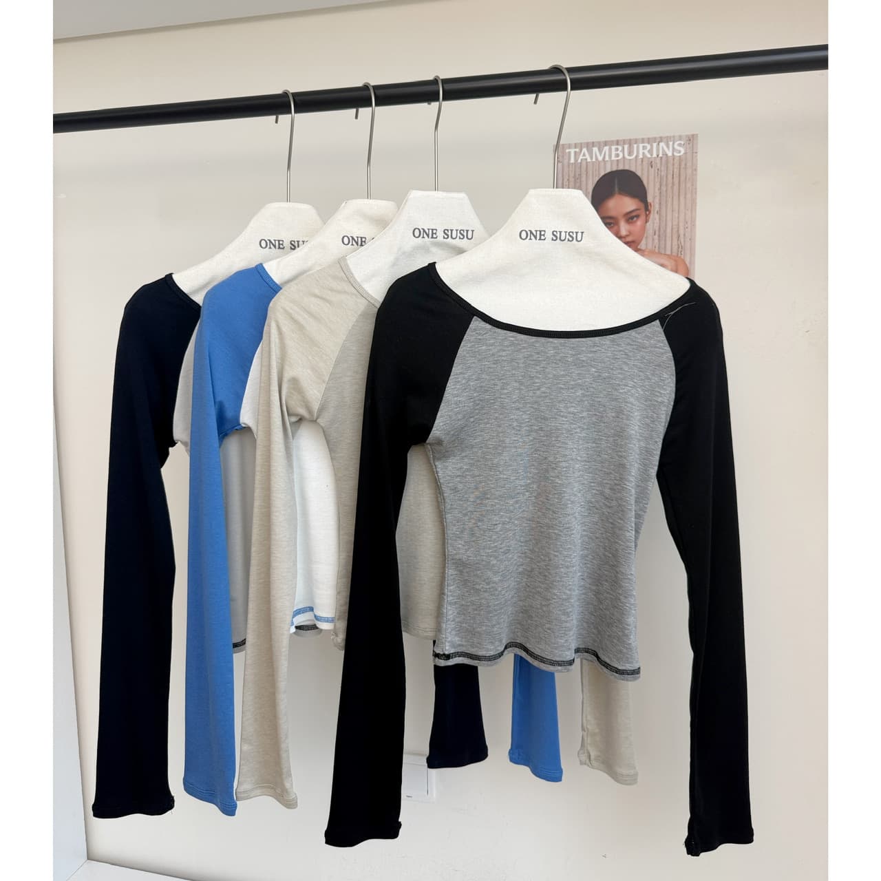 skk store 가벼움 알몸의 센스 t 프로 피부 편안함 주간 실크 양모 레트로 패치워크 배색 삽입 어깨 소매 티셔츠 여성 이미지 6