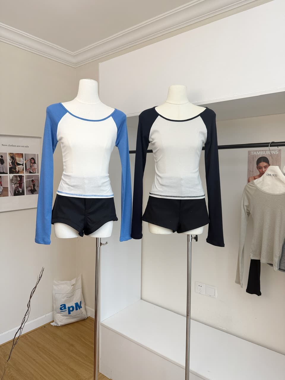 skk store 가벼움 알몸의 센스 t 프로 피부 편안함 주간 실크 양모 레트로 패치워크 배색 삽입 어깨 소매 티셔츠 여성 상세 이미지 4