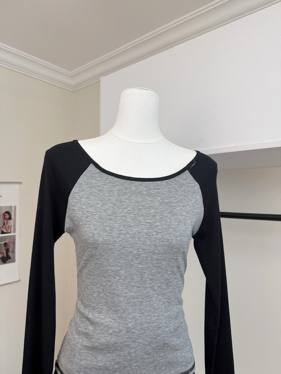 skk store 가벼움 알몸의 센스 t 프로 피부 편안함 주간 실크 양모 레트로 패치워크 배색 삽입 어깨 소매 티셔츠 여성 상세 이미지 7