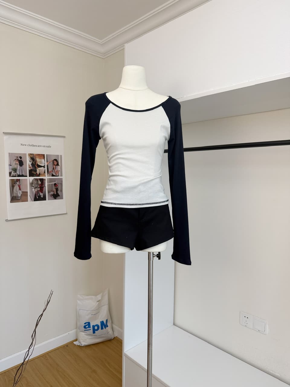 skk store 가벼움 알몸의 센스 t 프로 피부 편안함 주간 실크 양모 레트로 패치워크 배색 삽입 어깨 소매 티셔츠 여성 상세 이미지 13