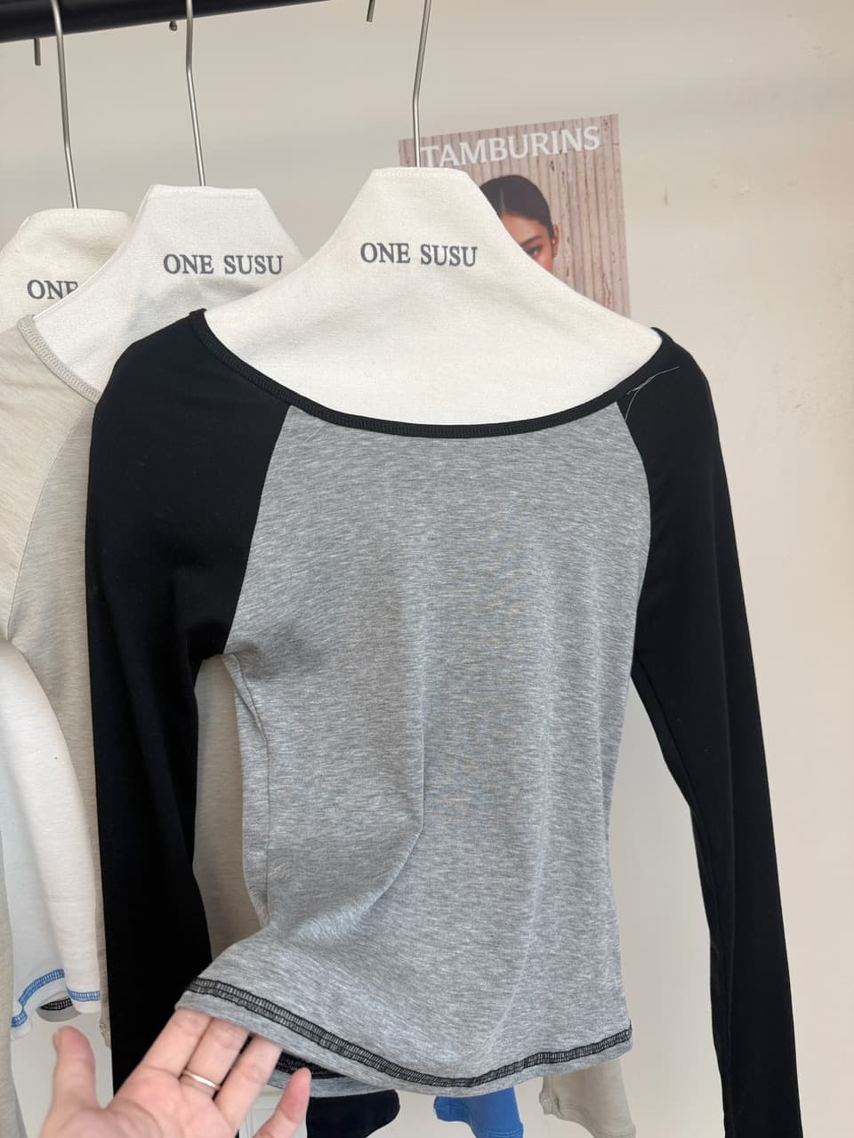 skk store 가벼움 알몸의 센스 t 프로 피부 편안함 주간 실크 양모 레트로 패치워크 배색 삽입 어깨 소매 티셔츠 여성 상세 이미지 17