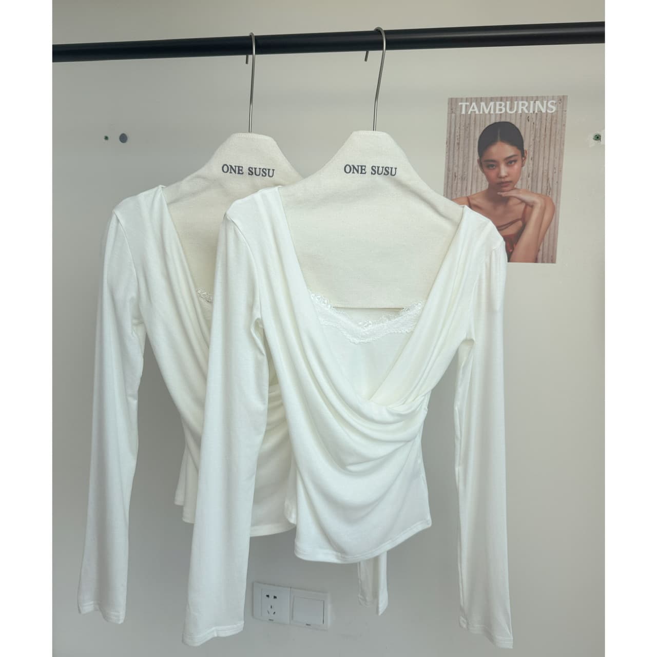 yolo shop 주간 실크 양모 레이스 페이크 레이어드 흔들다 칼라 긴팔 맨위 고급 품격 V넥 인사이드 가져 가라. 만나는 이미지 6