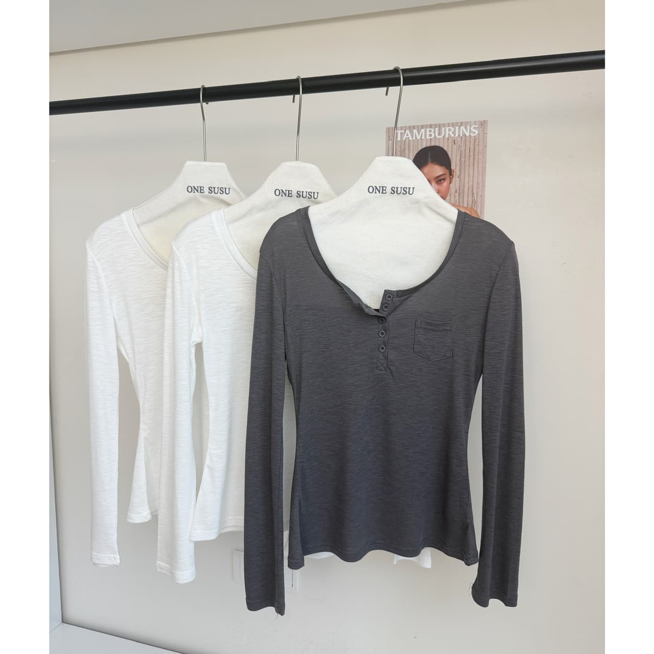 yolo shop 사랑 헨리 칼라 주간 실크 아마 긴팔 주머니 티셔츠 여성 여름 자외선 차단 블라우스 맨위 이미지 6