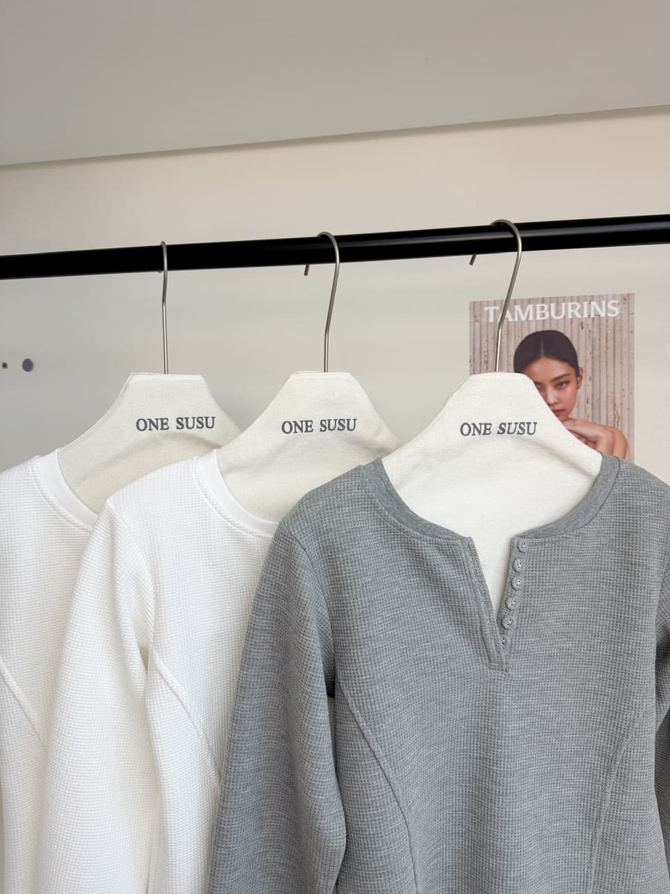 jmshop 화이트 여성 baggy 순수한 욕망 u 칼라 후아 남편 그리드 니트 티셔츠 여성 가을 몸매 가꾸기 슬림해 보이는 긴팔 맨위 상세 이미지 12