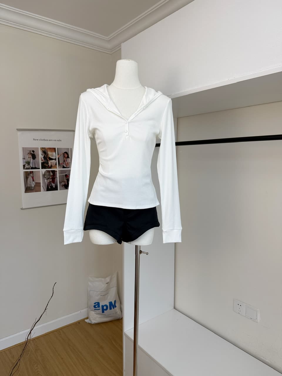 callmeear 후드 긴 소매 티셔츠 기초 다용도 긴팔 티셔츠 여성 이른 가을 캐주얼 맨위 상세 이미지 4