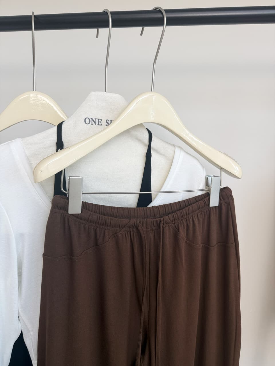 jmshop 바람둥이 느슨함 부서 주간 실크 양모 긴팔 티셔츠 레이스 레이스 행침 목 슬립 캐주얼 바지 세트 상세 이미지 21