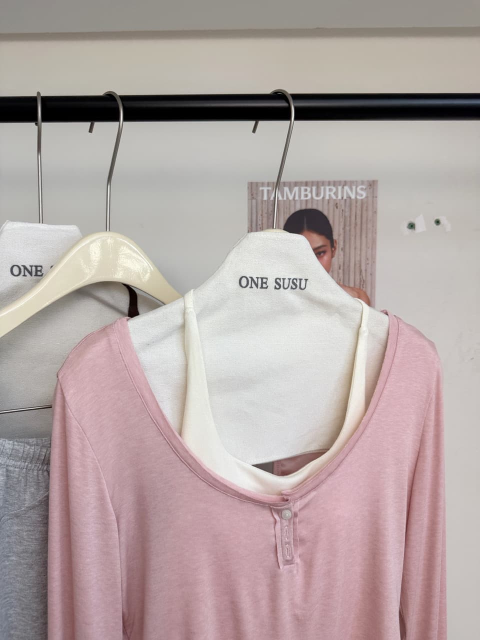 jmshop 바람둥이 느슨함 부서 주간 실크 양모 긴팔 티셔츠 레이스 레이스 행침 목 슬립 캐주얼 바지 세트 상세 이미지 25