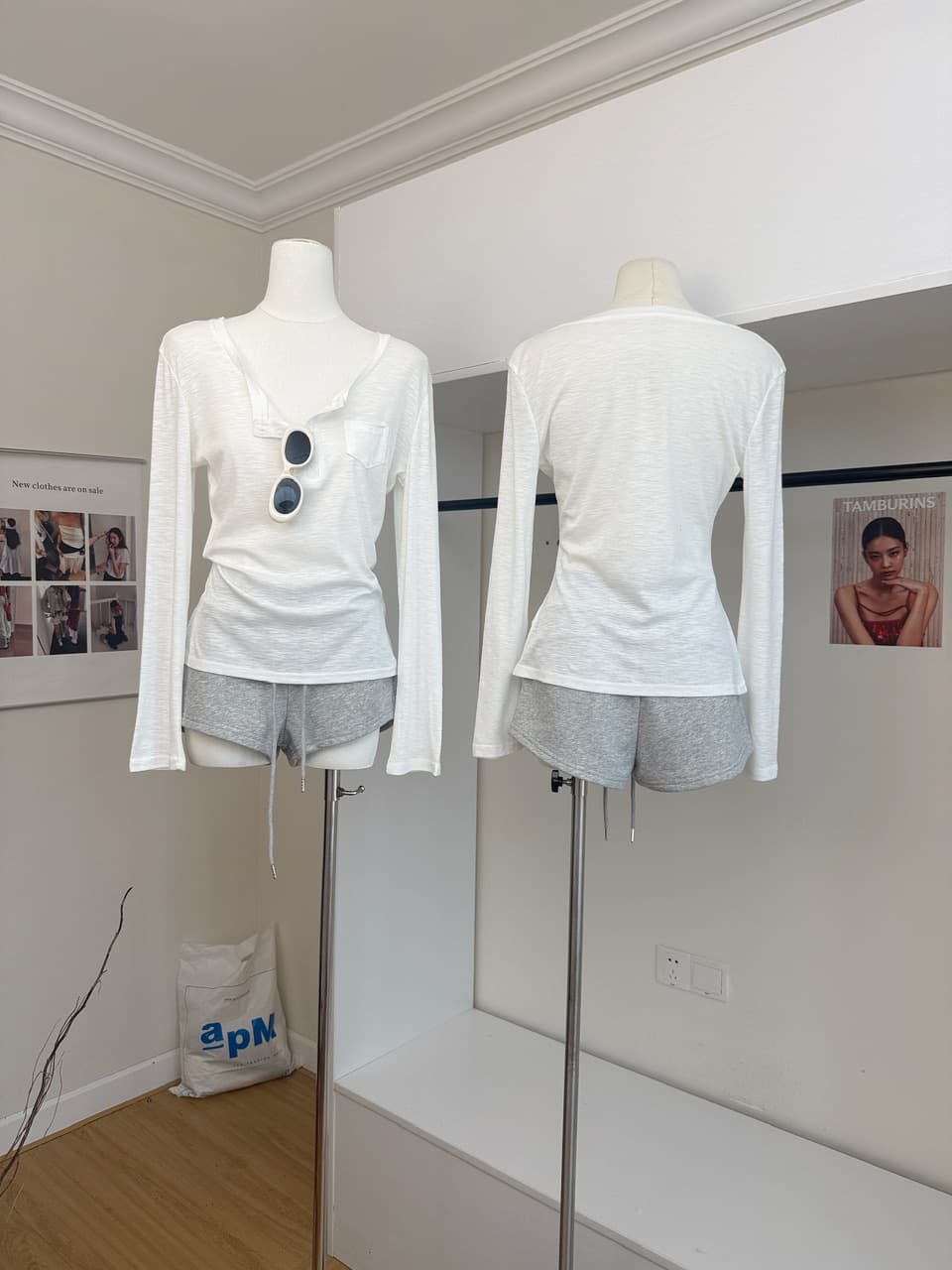 yolo shop 회색 니트 다용도 타이트 스커트 반바지 여성 여름 아메리칸 핫걸 캐주얼 하이웨이스트 운동 핫 바지 상세 이미지 3