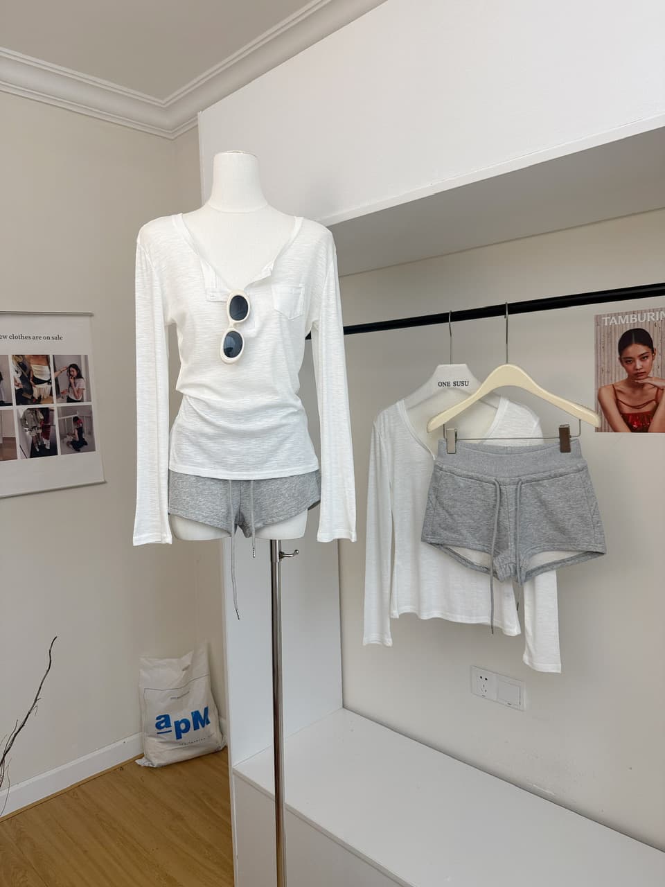 yolo shop 회색 니트 다용도 타이트 스커트 반바지 여성 여름 아메리칸 핫걸 캐주얼 하이웨이스트 운동 핫 바지 상세 이미지 4